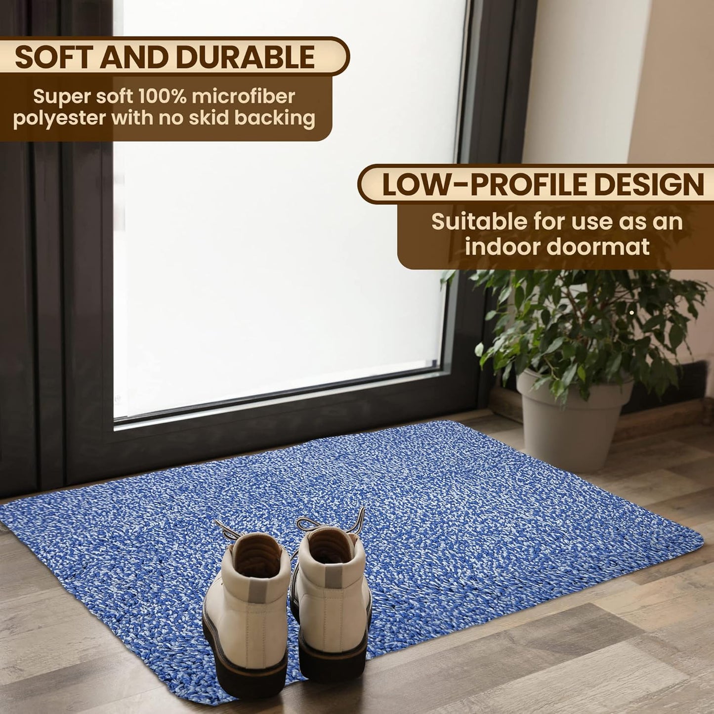Premium Microfiber Indoor Door Mat – 36"x72" Washable Entry Mat, Non-Slip, Waterproof Backing, Super Absorbent, Low Profile Entryway Doormat for Indoor Entrance