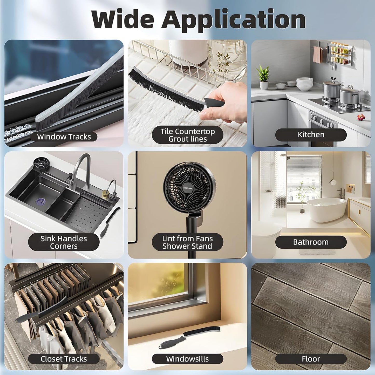 Hard Bristle Crevice Cleaning Brush-Thin Gap Scrub Brush, Small Cleaning Brush, Grout Brush, Kitchen Brush, Cleaning Tools for Toilet, Bathroom, Sink, Home, Household, Window (3, Green)