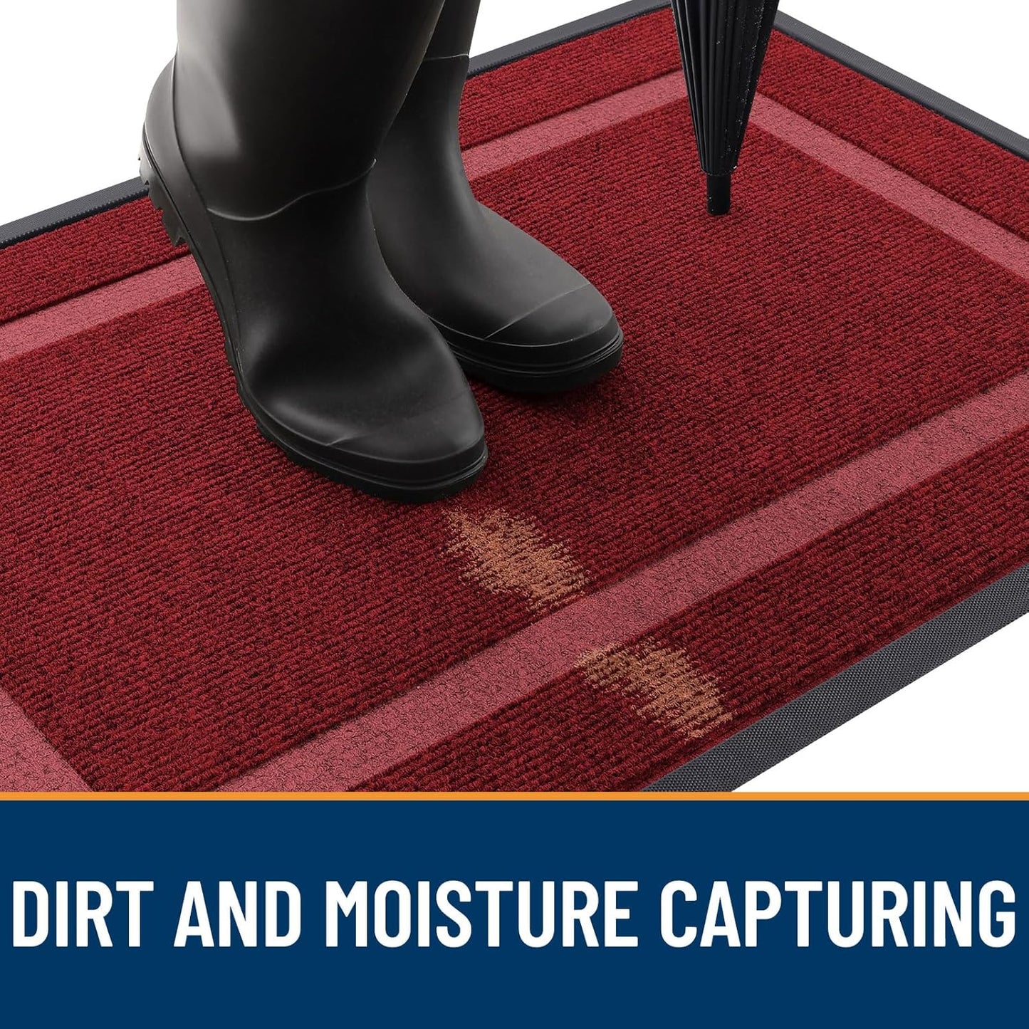 OLANLY Front Door Mat Indoor Outdoor Entrance, Waterproof All-Season, All-Weather Doormat, Sturdy Natural Rubber, Fade Resistant, Low Profile, Easy Clean Patio Porch Entryway Mat, 47x24, Wine Red