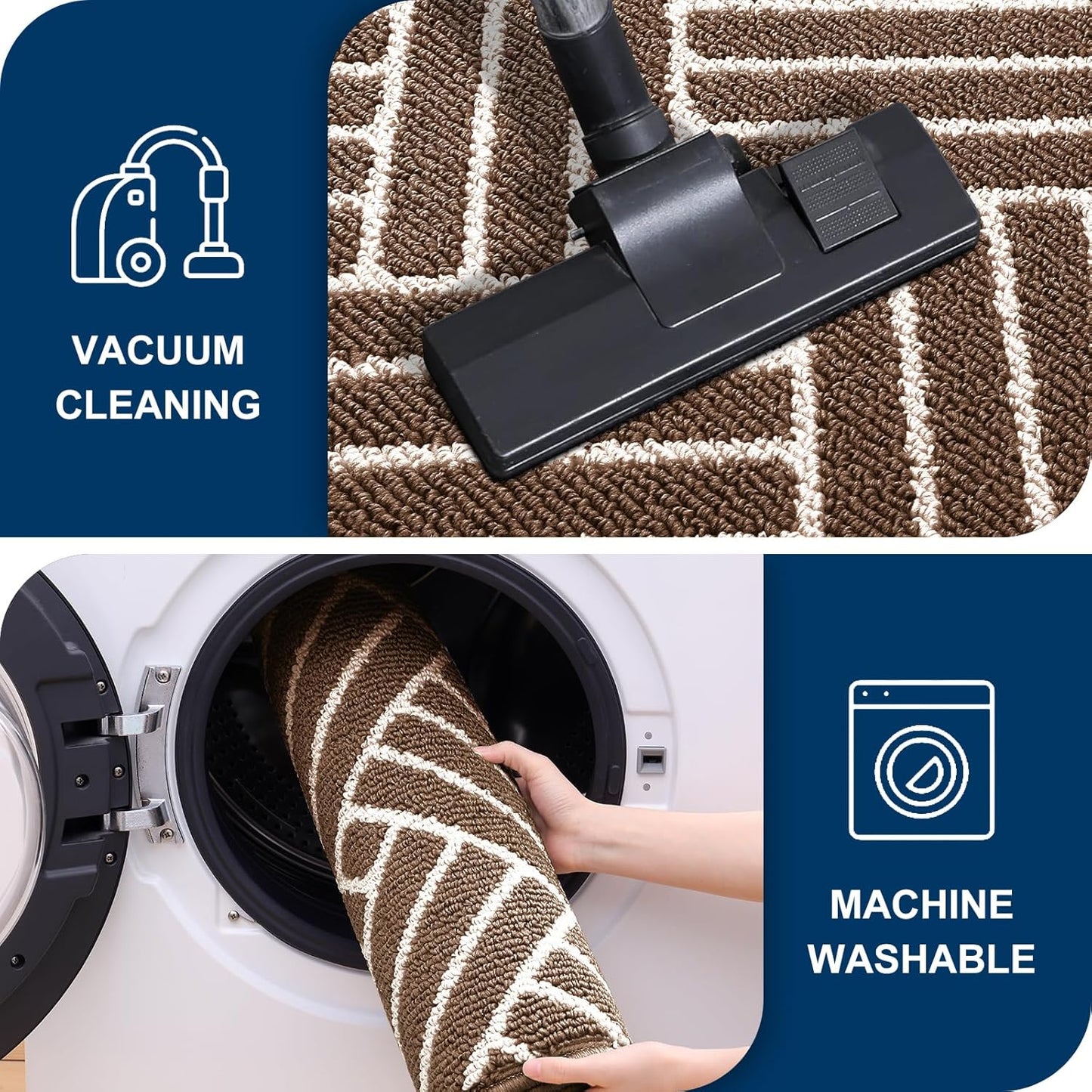 OLANLY Indoor Door Mat, 32x20 Inch, Dirt Resistant and Absorbent, Non-Slip Rubber Backing Floor Mats, Easy Clean Low-Profile Doormat for Entryway, Front Door, and Inside Entrance, Coffee