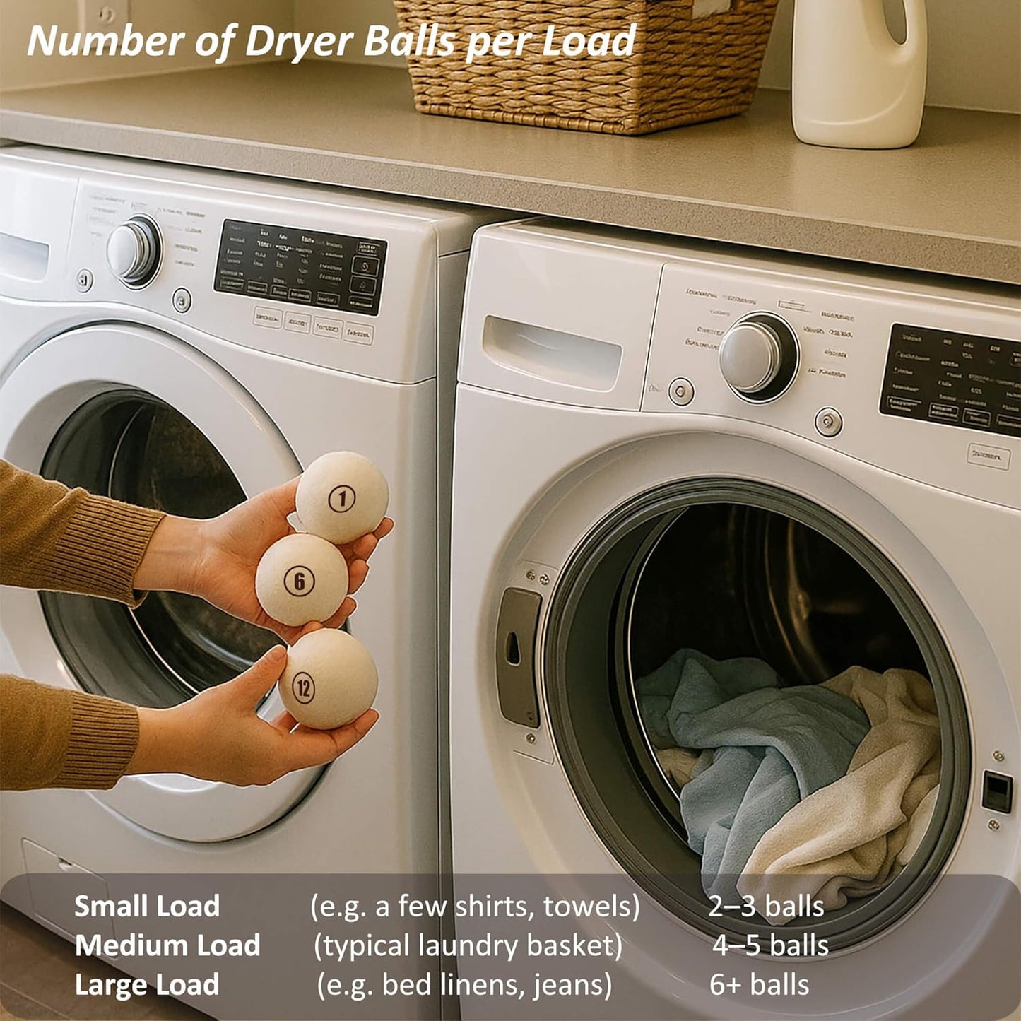 Sheep Wool Dryer Balls 12 Pack XL(2.7") Premium Natural Fabric Softener, Reusable Laundry Dryer Balls for Reducing Drying Time, Static and Wrinkles, Eco-Friendly – 100% New Zealand Wool