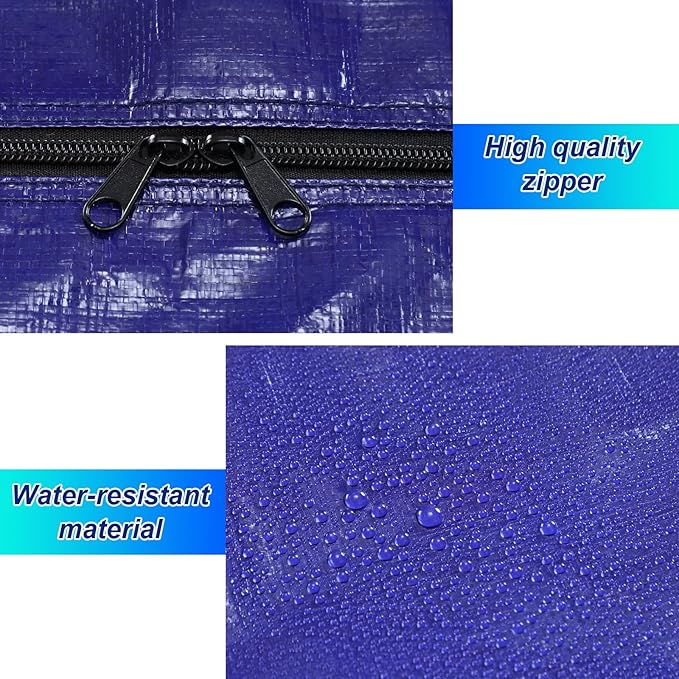 4 Pcs 66 Gallon Large Moving Bags with Zipper and Handles Foldable Storage Duffle Bags Heavy Duty Extra Large Totes for College Dorm Travel Clothes Blankets Bedding Moving (Navy Blue)