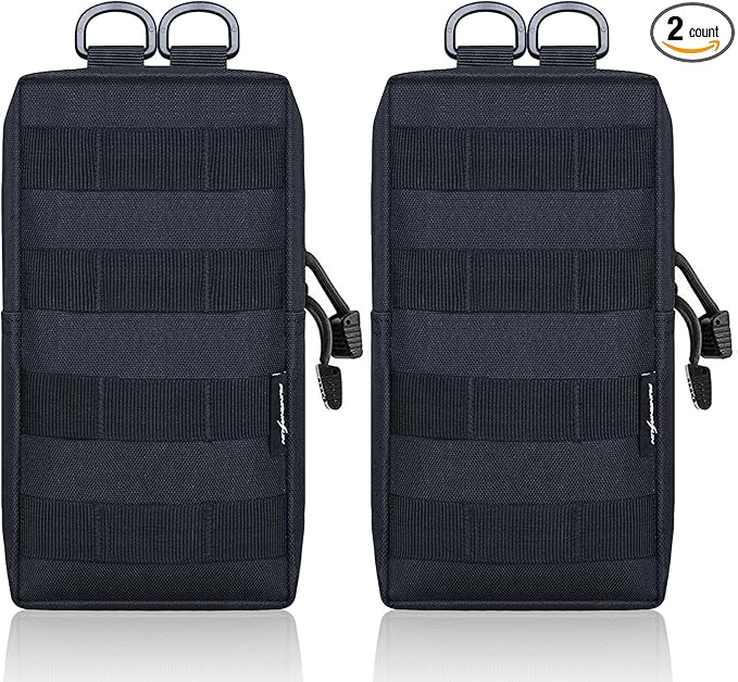 FUNANASUN 2 Pack Molle Pouches Tactical Pouch Small Molle Pouch Compact Water-Resistant EDC Pouch Molle Bag