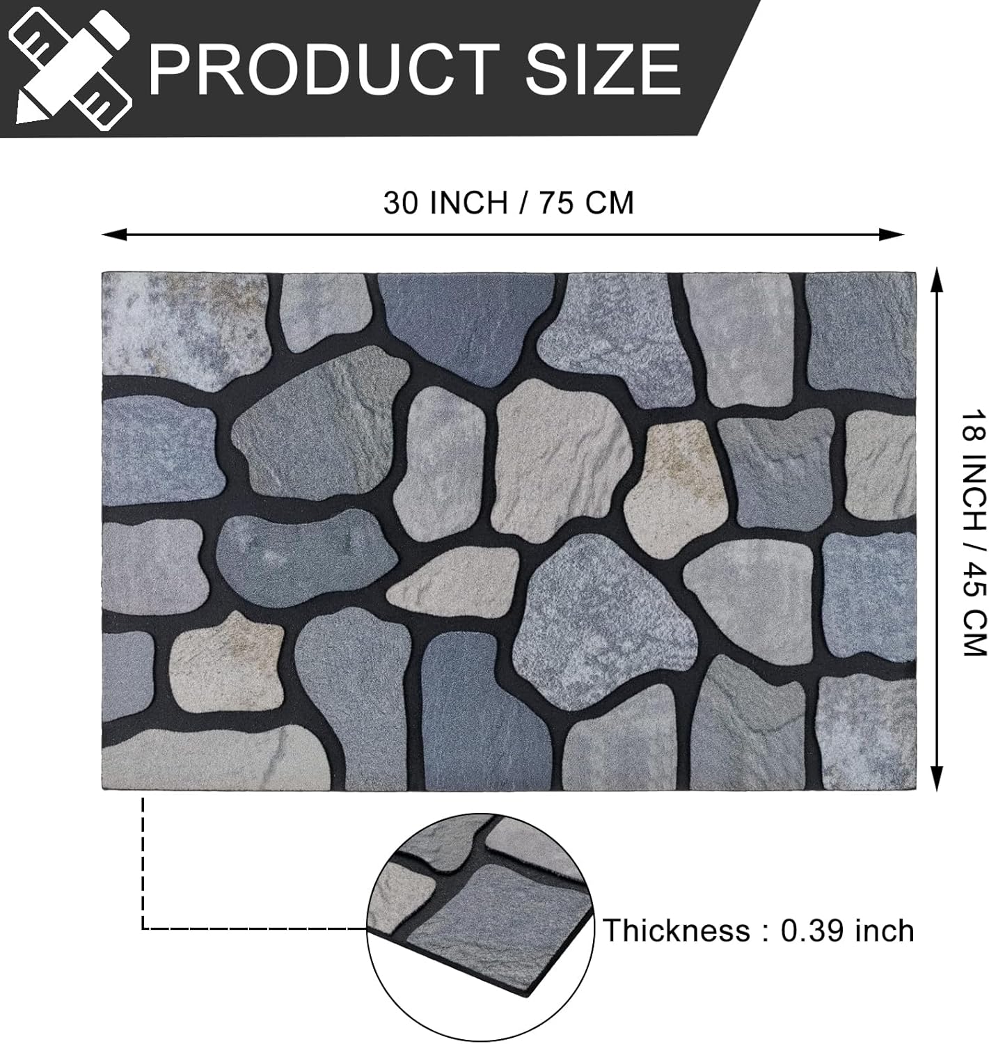 CHICHIC Welcome Door Mat 18X 30 Inch Front Doormat Outdoors for Home Entrance Outdoors Mat for Outside Entry Way Doormat Entry Rugs, Heavy Duty Non Slip Rubber Back Low Profile, Stone