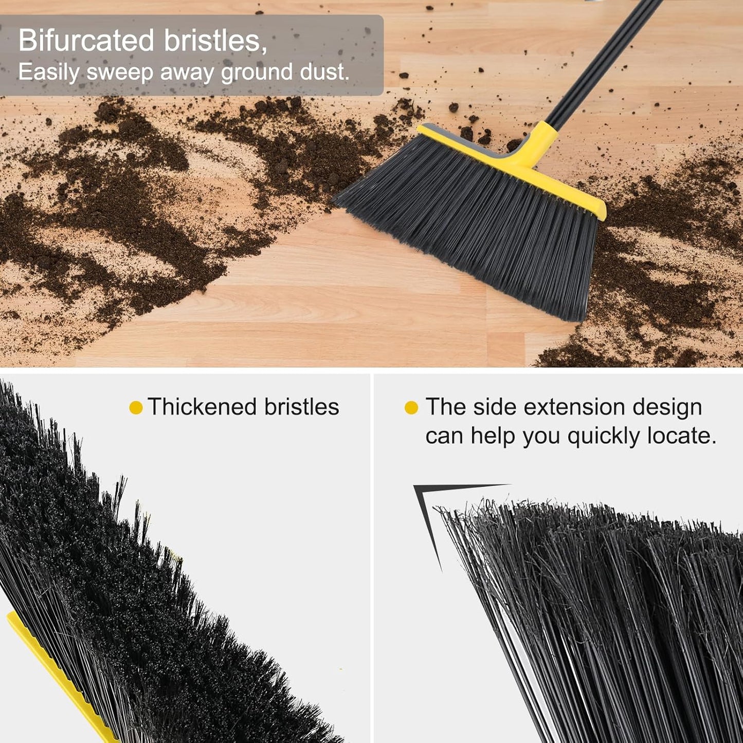 4 Packs Outdoor Broom for Floor Cleaning with 58" Long Handle, Heavy-Duty Commercial Brooms for Sweeping Indoor Outdoor Courtyard Restaurant Garage Patio Decks Mall Market Kitchen Office Lobby Shop