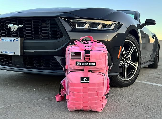 45L Elite Tactical Backpack | 3X Stronger Work & Military Backpack | Water Resistant and Heavy Duty | 3 Day MOLLE Bug Out Bag (Rose Pink)