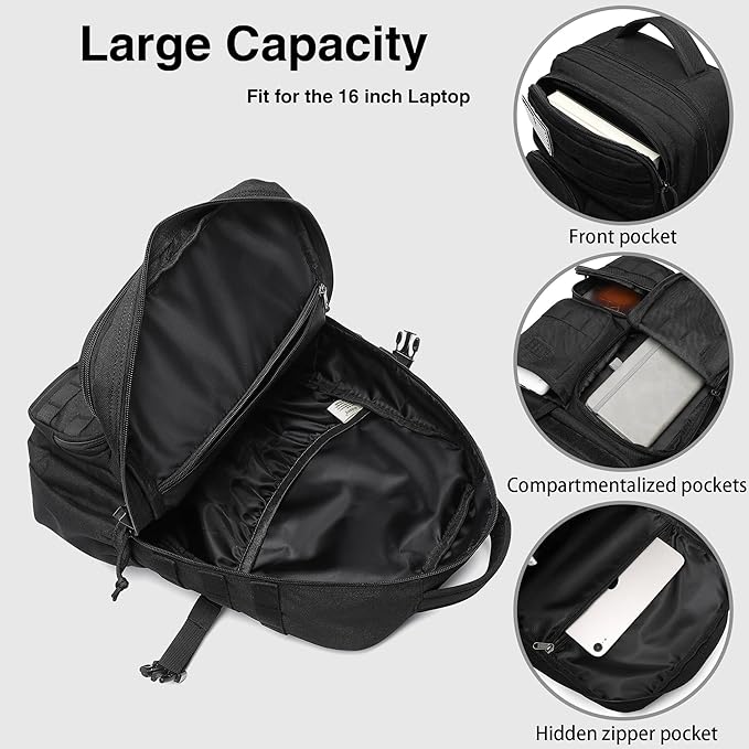 Wotony Men's Tactical Backpack - Military waterproof backpack with multiple pockets and tactical gear for the outdoors