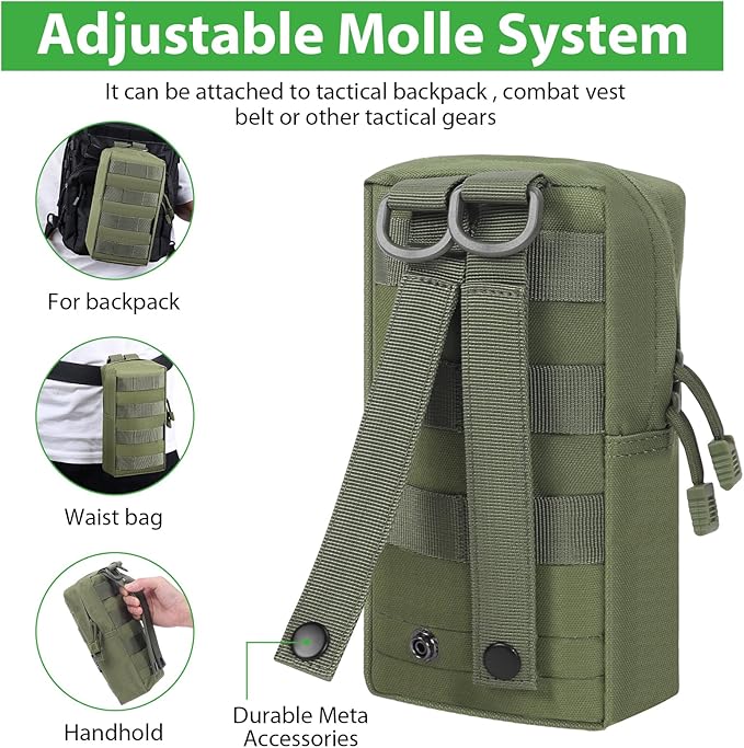 FUNANASUN 2 Pack Molle Pouches Tactical Pouch Small Molle Pouch Compact Water-Resistant EDC Pouch Molle Bag