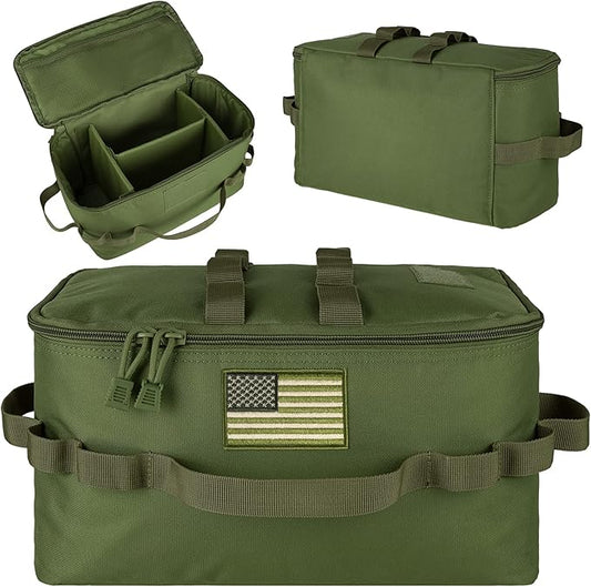 bvya Tactical Camping Storage Bag 11 Liters Outdoor Utility Tote Bag Camping Cookware Organizer Trunk Organizer with Flag Patch