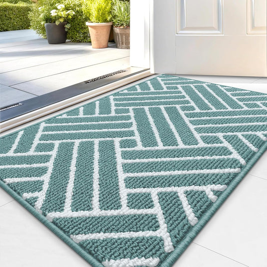 OLANLY Indoor Door Mat, 32x20 Inch, Dirt Resistant and Absorbent, Non-Slip Rubber Backing Floor Mats, Easy Clean Low-Profile Doormat for Entryway, Front Door, and Inside Entrance, Sage Green