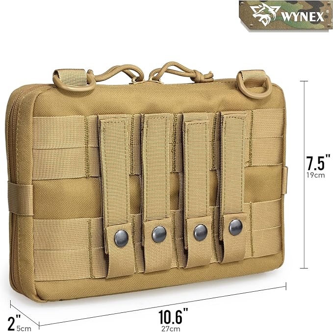 WYNEX Tactical Admin Molle Pouch, Medical EDC EMT Utility Bag Shell Design Attachment Pouches 1000D Nylon Hiking Belt Bags