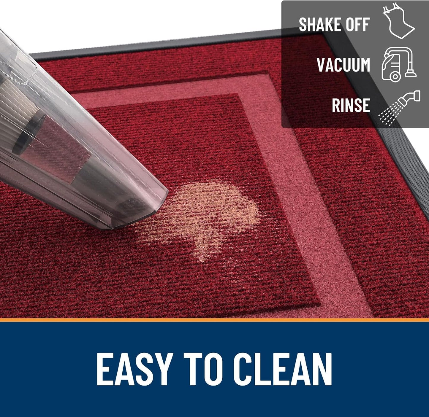 OLANLY Front Door Mat Indoor Outdoor Entrance, Waterproof All-Season, All-Weather Doormat, Sturdy Natural Rubber, Fade Resistant, Low Profile, Easy Clean Patio Porch Entryway Mat, 59x23, Wine Red