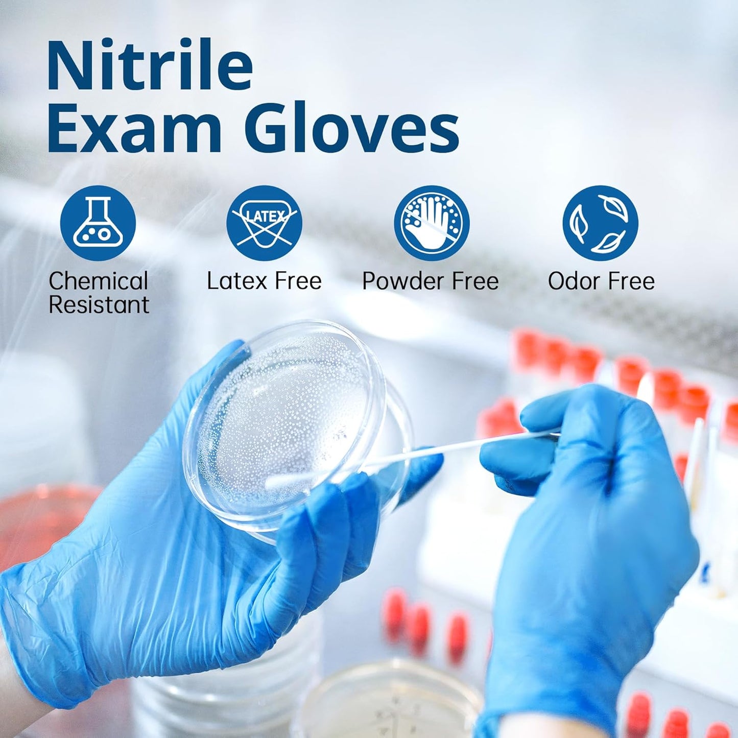 Disposable Nitrile Exam Gloves, Blue, Nitrile Gloves Disposable Latex Free, Medical Gloves, Cleaning Gloves, Food-Safe Rubber Gloves, Powder Free, Non-Sterile, 1000-ct Case (Medium)