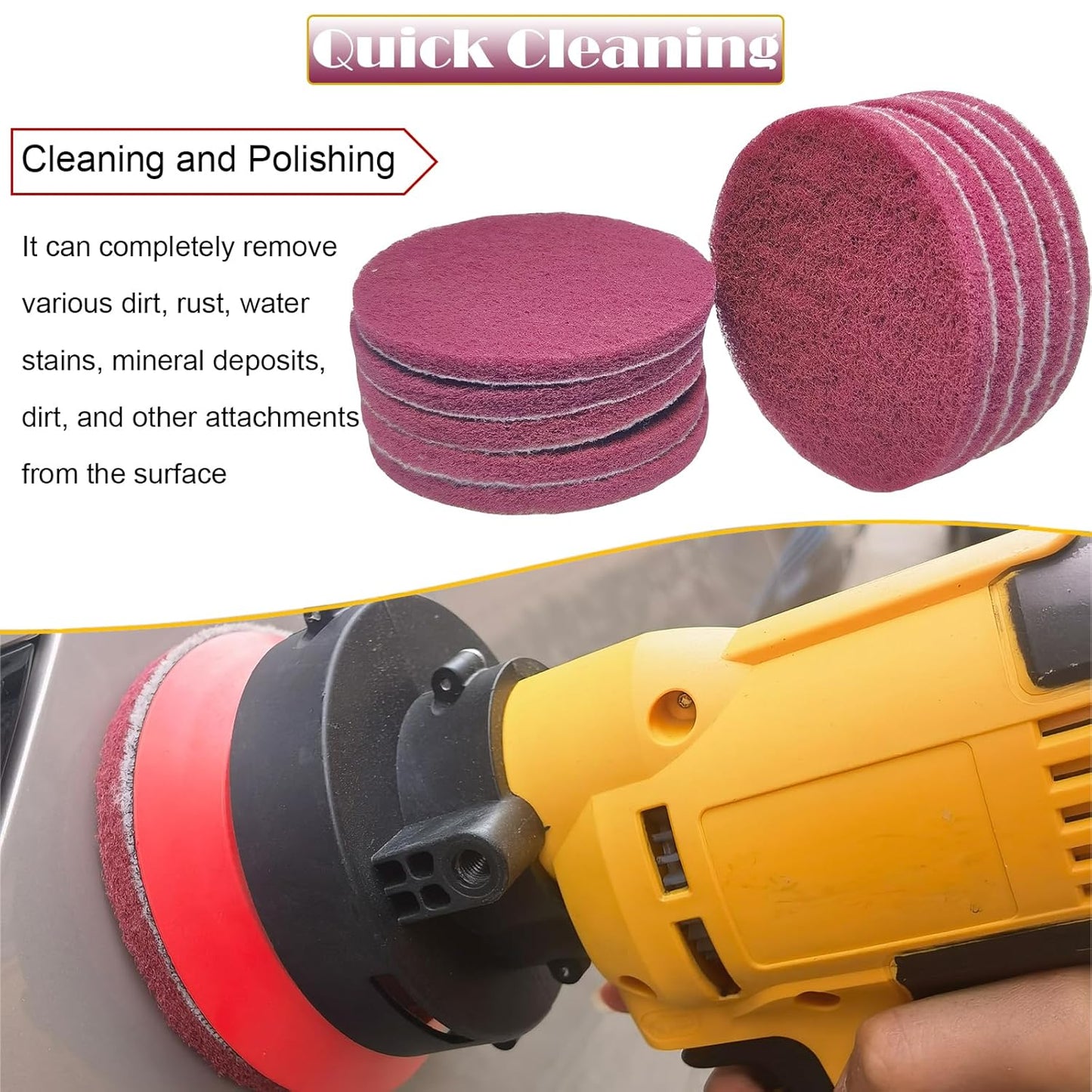 10 PCS 5 Inch 400 Grits Multipurpose Scrubber Scouring Pads Flocking Scuff Pads -Hoop and Loop Scuff Pads Conditioning Discs Polishing Pad for Furniture Automotive Cleaning, Rust Removal