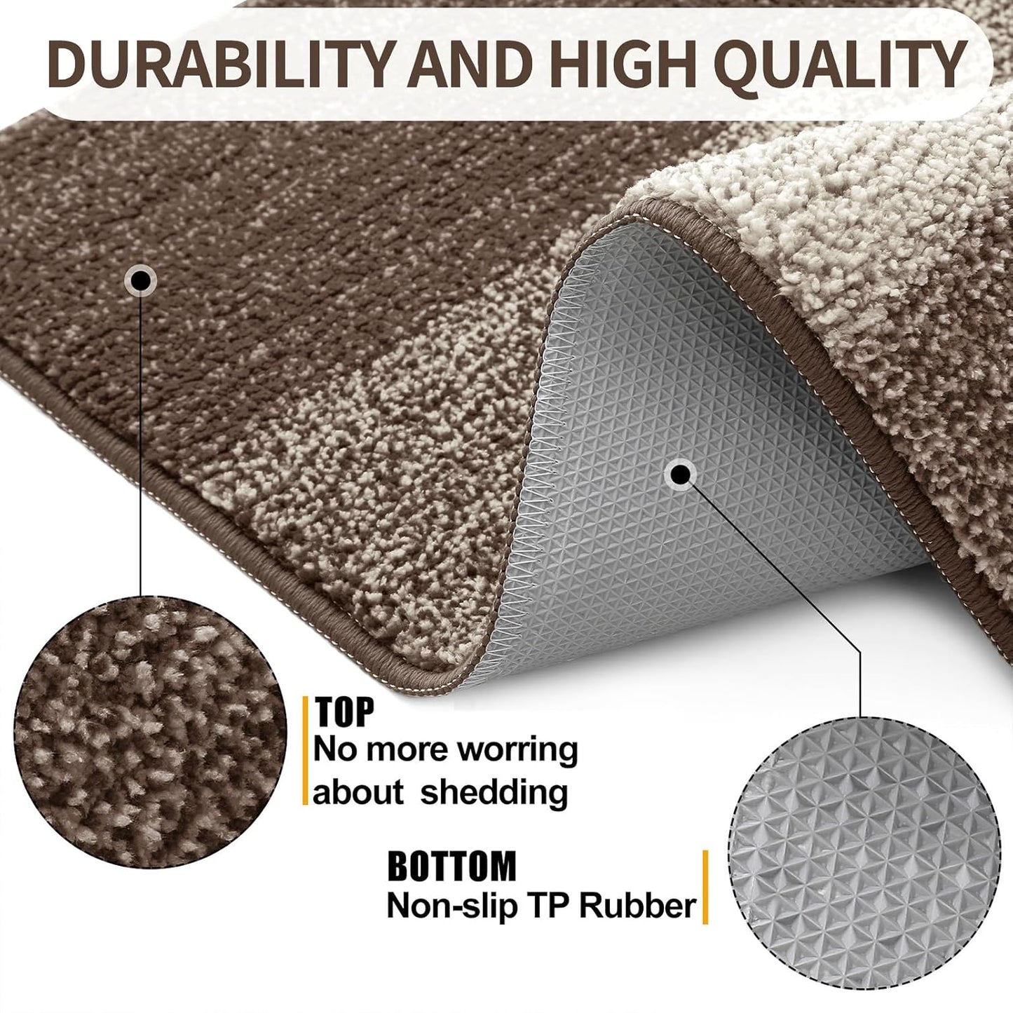 Kitinjoy Indoor Outdoor Door Mat, 71x47 Non-Slip Absorbent Dirt Trapper, Low-Profile Washable Inside Entrance Front Floor Mat, Sturdy Soft Entry Doormats for Entryway, Light Brown