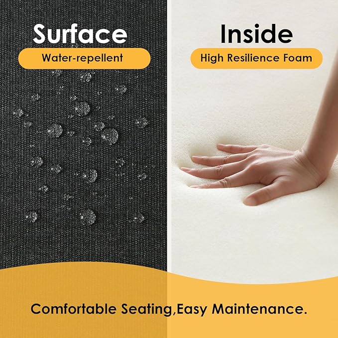 Outdoor Sunbrella Square Corner Seat Cushion, 18.5"x16"x3", Set of 4, Non Slip Seat Cushion Pads with Removable Cover for Patio Furniture, Garden Yard Lawn, Spectrum Carbon