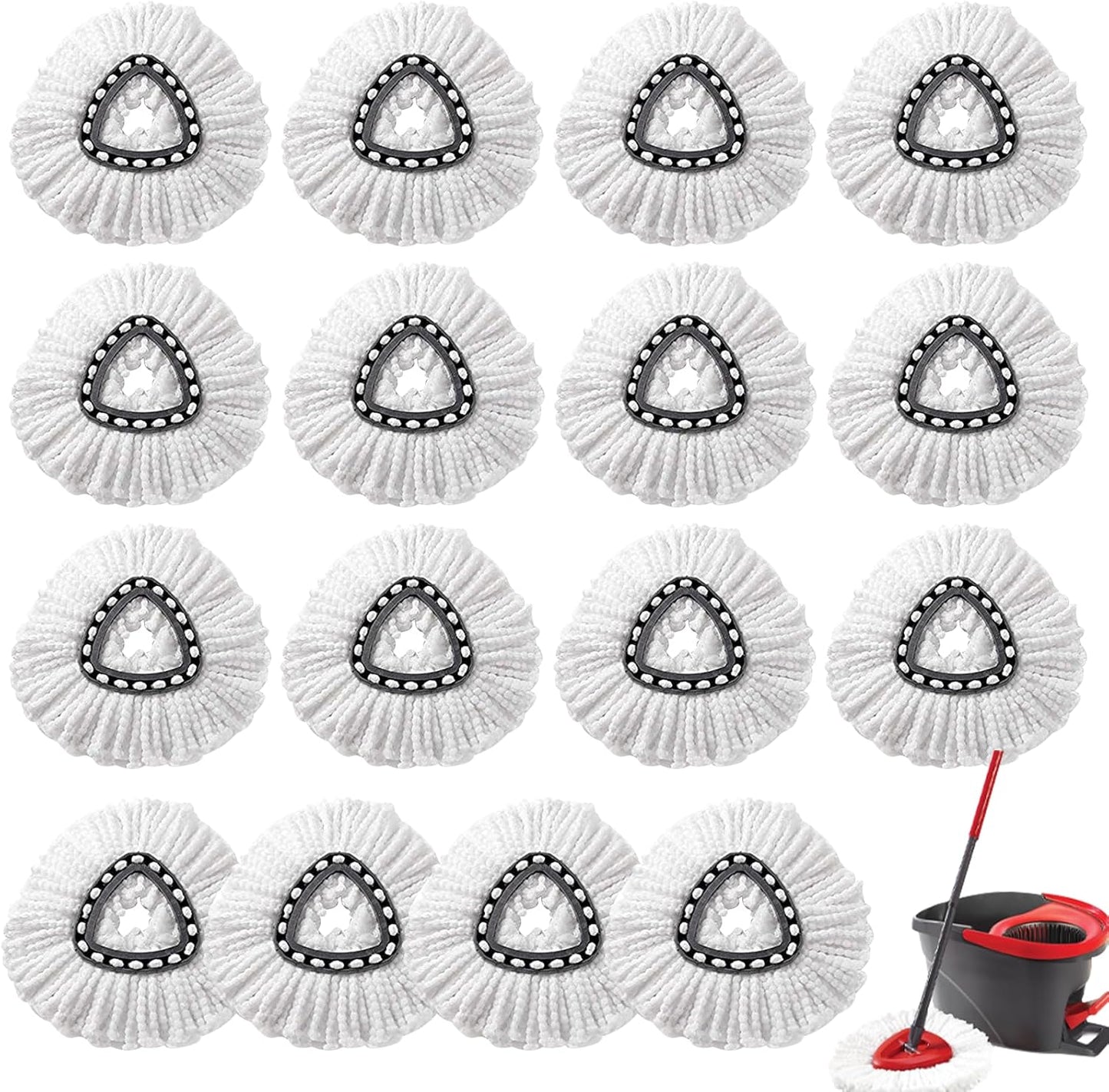 16Pcs Spin Mop Replacement Heads, White Large 360° Easy Wring Spin Mop 100% Microfiber Refill, Easy Cleaning Spin Mop Heads, Deep Clean, Machine Washable for Easy House Cleaning Floor Mopping