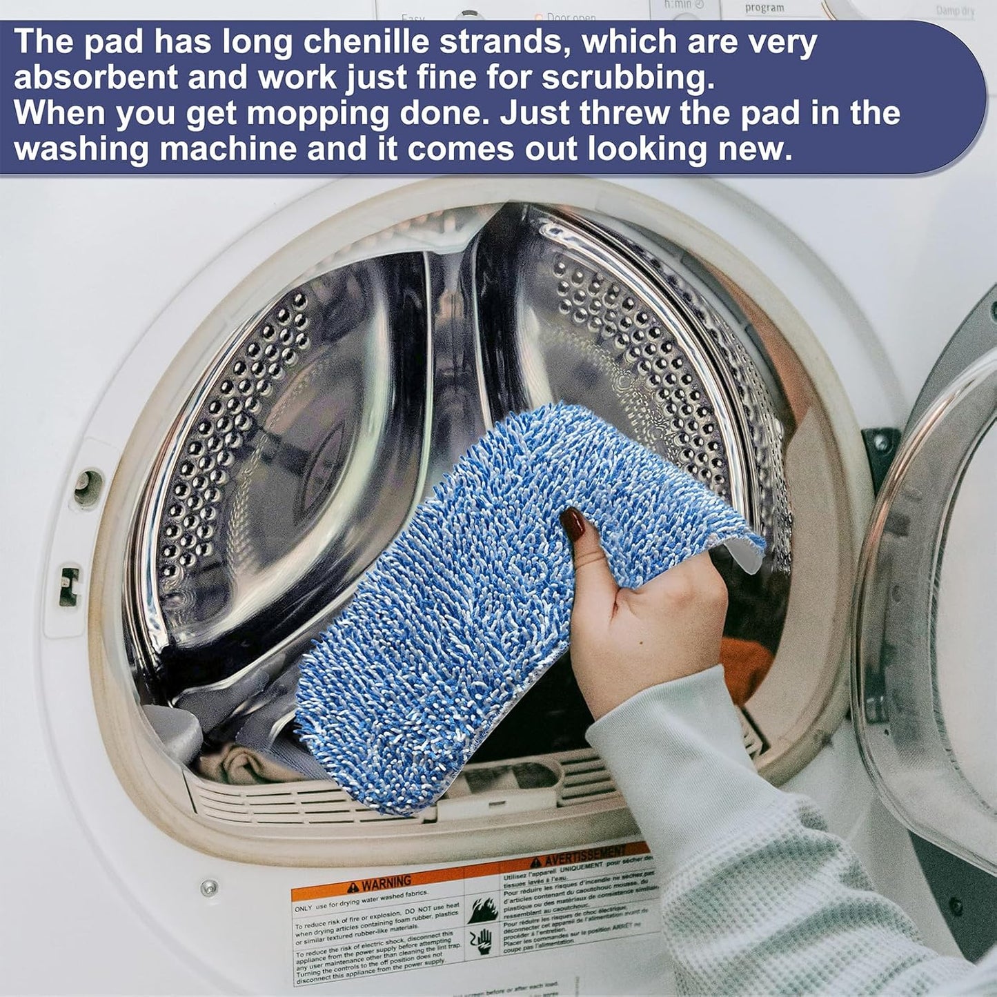 Replacement Mop Pad 16.5''x5.5'' for Floor Cleaning, 5 Pack Chenille Dust Mop Head Refills Attract and Pick Up Pet Hair, Washable Dry Cleaning Pads Compatible with Bona Mop and Most Spray Mops