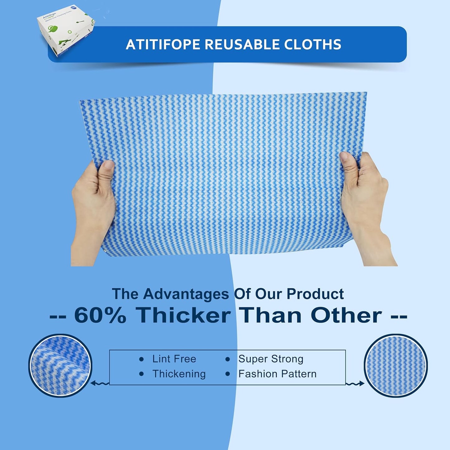 Multi-Use Reusable Cloths - Heavy Duty Wipes for Kitchen, Bathroom & Car (50 Count (Pack of 1))