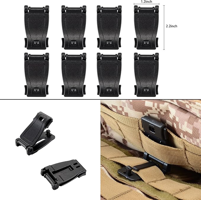 BOOSTEADY 36PCS Attachments for Tactical Backpack Vest Belt,D-Ring Grimloc Locking Gear Clip, Web Dominator Elastic Strings, Strap Management Tool Buckle,Hydration Tube Clips,Key Ring,MOLLE Bag