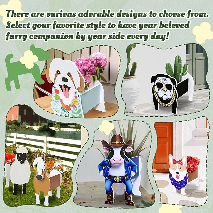 2D Corgi Planter, American Style Corgi Shape Garden Pots Plant Pots for Indoor/Outdoor Gardens Decoration, Cute, Surprise Gifts/Souvenirs for Pet Lovers