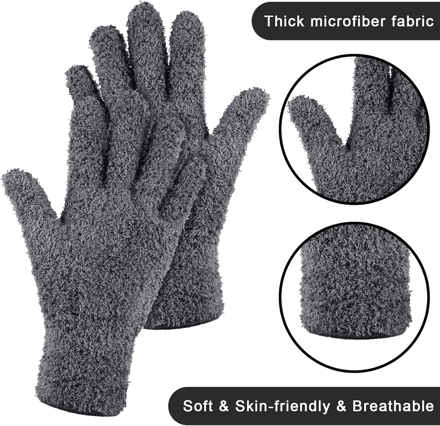 Patelai 3 Pairs Microfiber Plant Dusting Gloves Leaf Cleaning Gloves for Indoor Plants, Blinds, Furniture, House(Small,Orange, Brown, Dark Gray)
