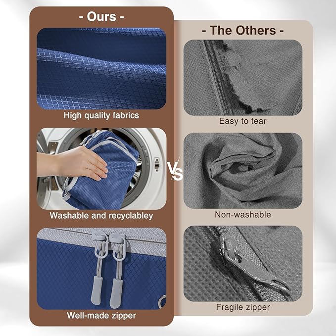 DIMJ Comforter Storage Bag 4 Pack - Blanket Storage Organizer Compression Bags, Large Capacity Ultra Space Saving Self Compression Organize for Bedding, Pillow, Duvet, Sheet Storage with Zipper Window