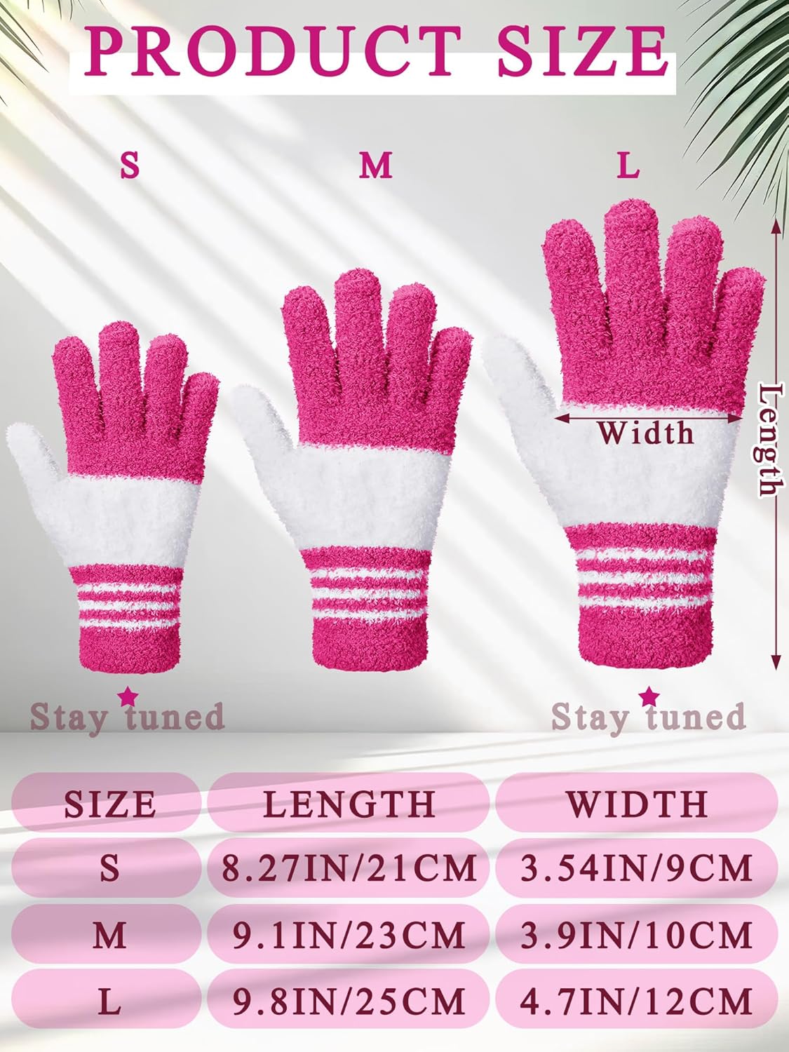 Patelai 3 Pairs Microfiber Plant Dusting Gloves Leaf Cleaning Gloves for Indoor Plants, Blinds, Furniture, House(Medium,White, Pink, Yellow, Rose Red)