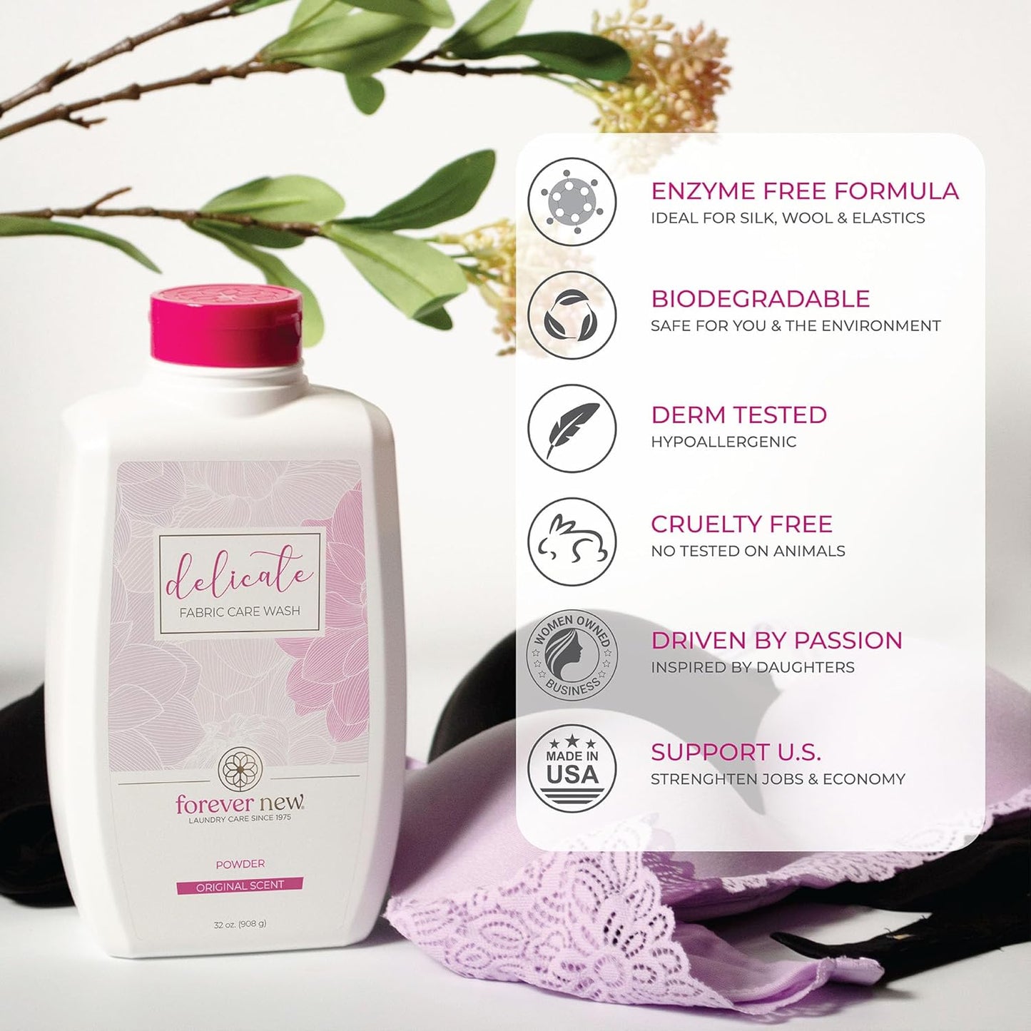 FOREVER NEW Liquid Laundry Detergent – Nontoxic Hypoallergenic Laundry Soap, Safe for Colors & Sensitive Skin - Essential Laundry Supplies, Delicate Fabric Care Wash (Original Scent, 32 fl. oz)