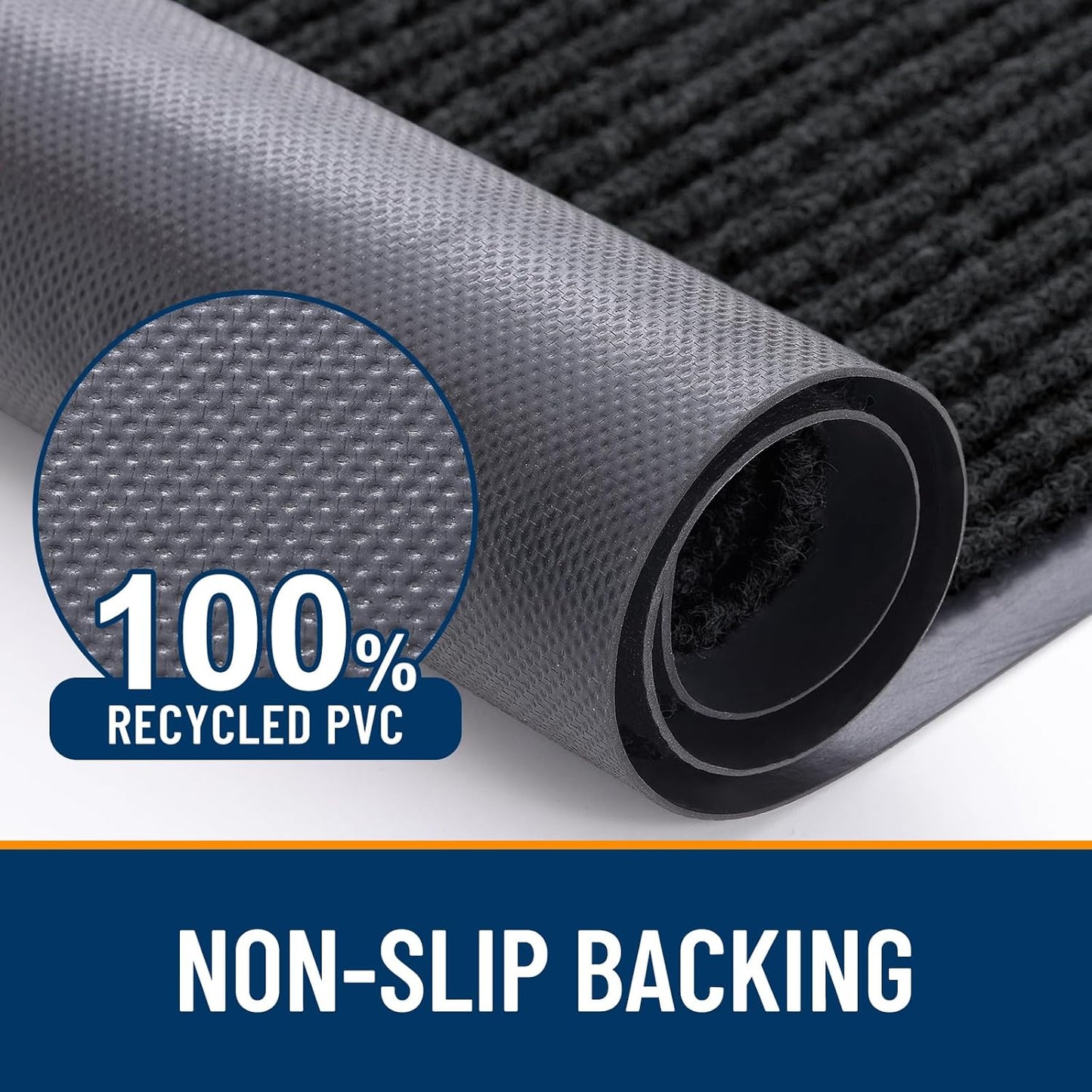 OLANLY Front Door Mat Indoor Outdoor Entrance, Waterproof Heavy Duty Doormat, Fade Resistant, Low Profile, Easy Clean Patio Porch Welcome Floor Mats for Entry, 71x23, Black