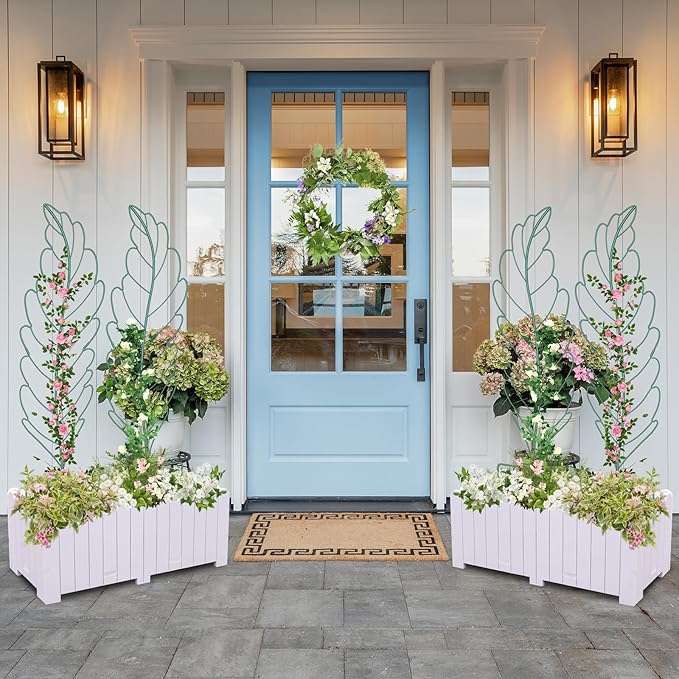 3 Pack Metal Garden Trellis for Climbing Plants,Green Metal Garden Trellis for Vines Plant Rose Vegetable Support,Large Decorative Outdoor Trellis