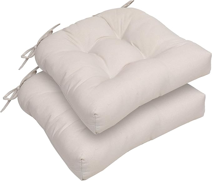 RACE LEAF Chair Cushions 19" x 19" Patio Chair Seat Pads, Set of 2 Thick Fill Tufted Square Patio Cushions, Water-Resistant with Ties for Non-Slip Support, Beige