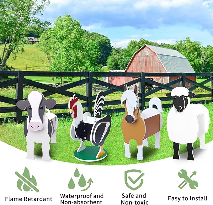 Pet Flower Pots 4 Pcs Farm Animals Series Rooster/Horse/Cow/Sheep Outdoor Planters for Outdoor/Indoor Garden Decoration, Cute,Surprise Gifts/Souvenirs for Pet Lovers