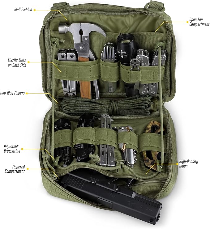 WYNEX Tactical Admin Molle Pouch, Medical EDC EMT Utility Bag Shell Design Attachment Pouches 1000D Nylon Hiking Belt Bags