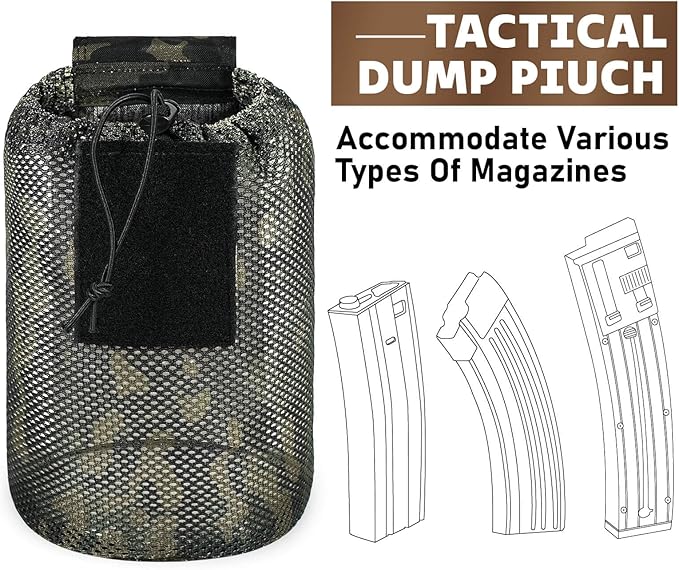 Dump Pouch Tactical Molle Mesh Pouches,Lightweight Range Compact Micro Drawstring Foraging Roll Up Foldable Recovery Ar Mag Tool Pack,EDC Drop Net Storage Belt Bag.…