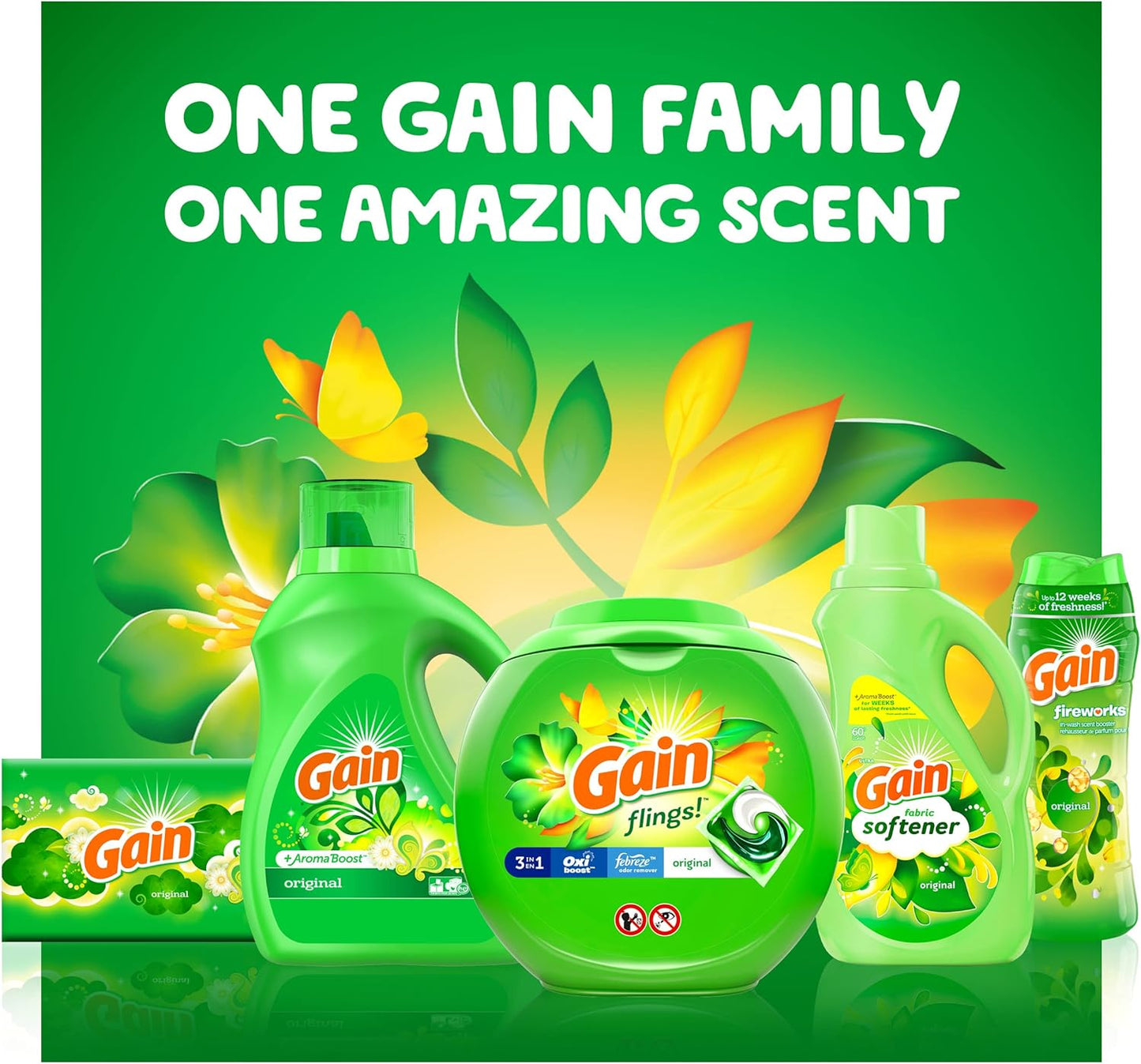 Gain Fireworks In-Wash Scent Booster Beads, Original, 9.1 oz/Pack (4 Pack)