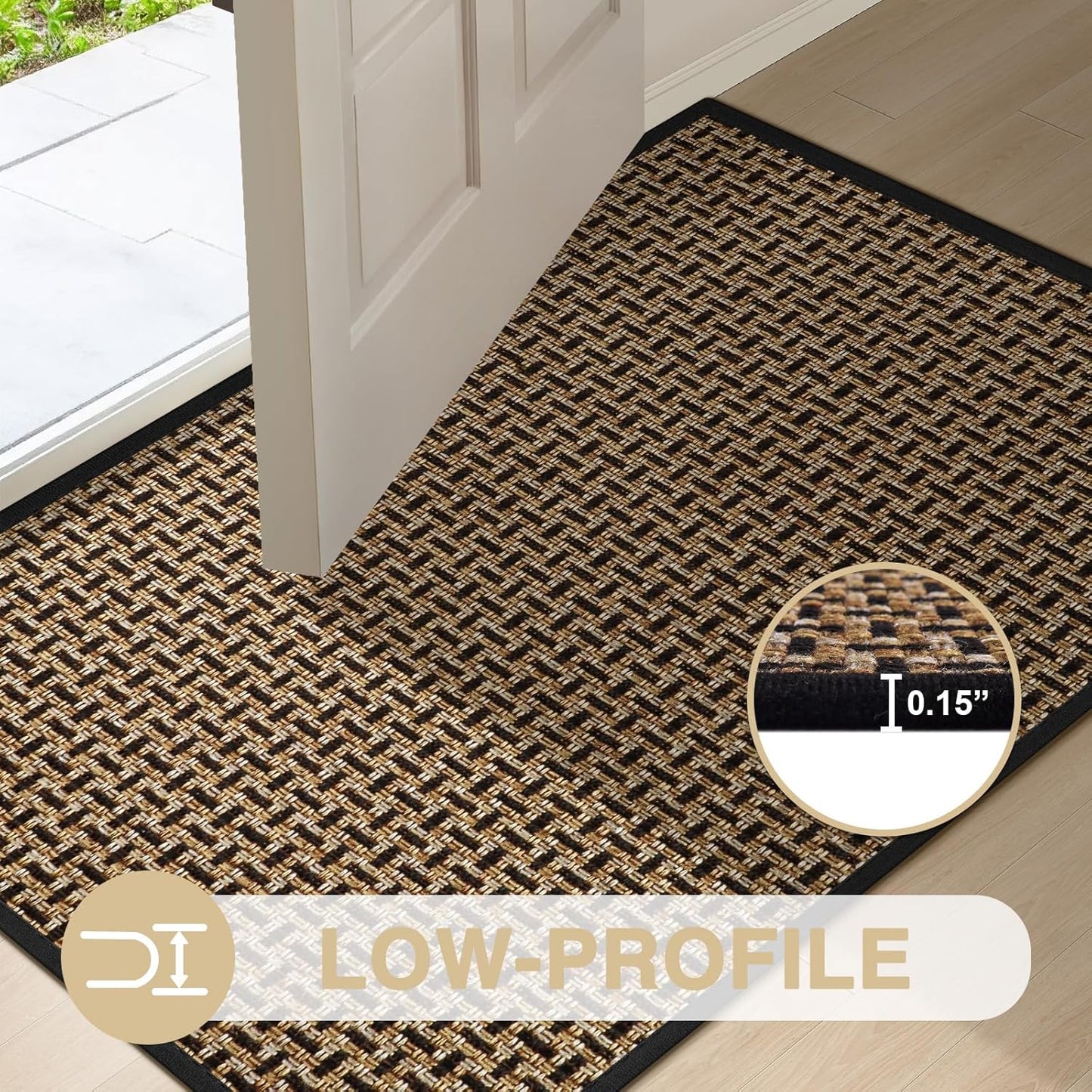 LEKEEPGO Door Mat Indoor Entrance 36"x59", Absorbent Indoor Door Mat Large, Non Slip Rubber Backing Inside Door Mats, Washable Floor Mat, Low-Profile Doormat for Front Door, Entryway, Entrance, Black