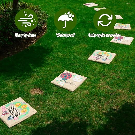 4Pcs Square Butterfly Stepping Stone Outdoor Garden Walkway, Durable Plastic Pavers for Patio, Pathway, and Landscaping, Weatherproof Stepping Stones with Ground Stakes for Easy Installation