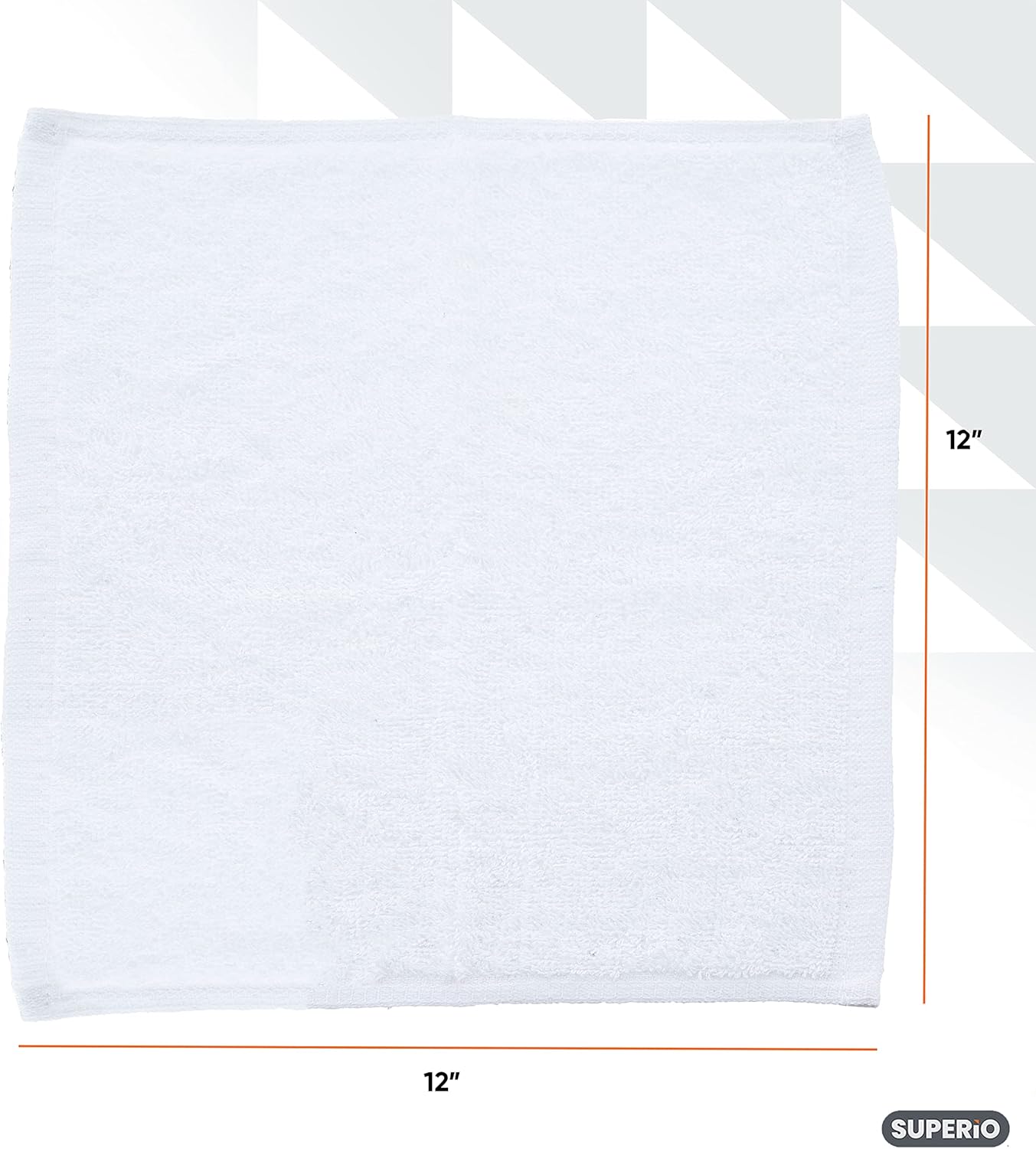 Superio Terry Cloth Rags White Washcloths 100% Cotton 12" Cleaning Cloths, Kitchen Towels, Facial Washcloth, Spa Cloths, Hand Towel, Small Lint Free Rags for Multi-Purposes (24 Pack)