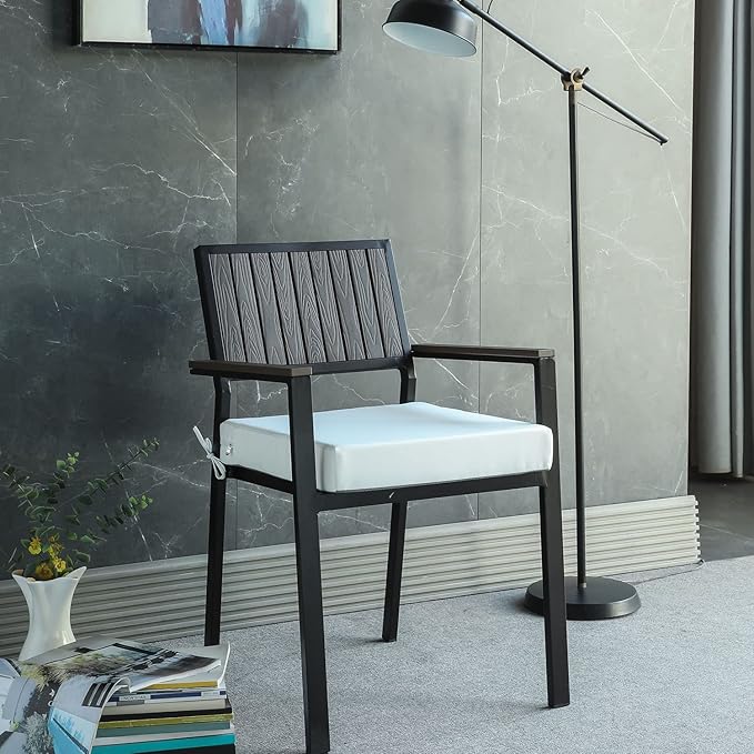 Patio Chair Cushions Non Slip Bottom Chair Pad with Ties Set of 2 Waterproof Square Outdoor Seat Cushion Replacement for Garden Swing Furniture 18x18 Inch, White