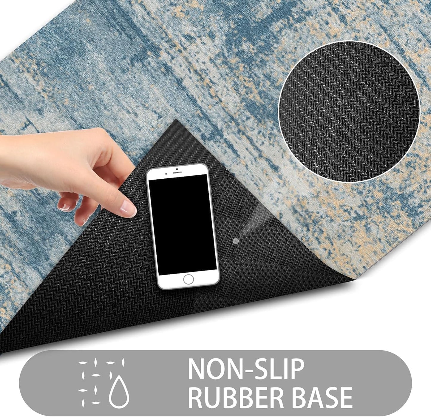 Ultra Thin Door Mat Indoor Entrance, 1/10 in Thin Door Mats for Inside Entry, Non-Slip Rubber Backing Washable Doormat, Fade Resistant, Absorbent, Low Profile Dirt Trapper, 30"X17",Distressed