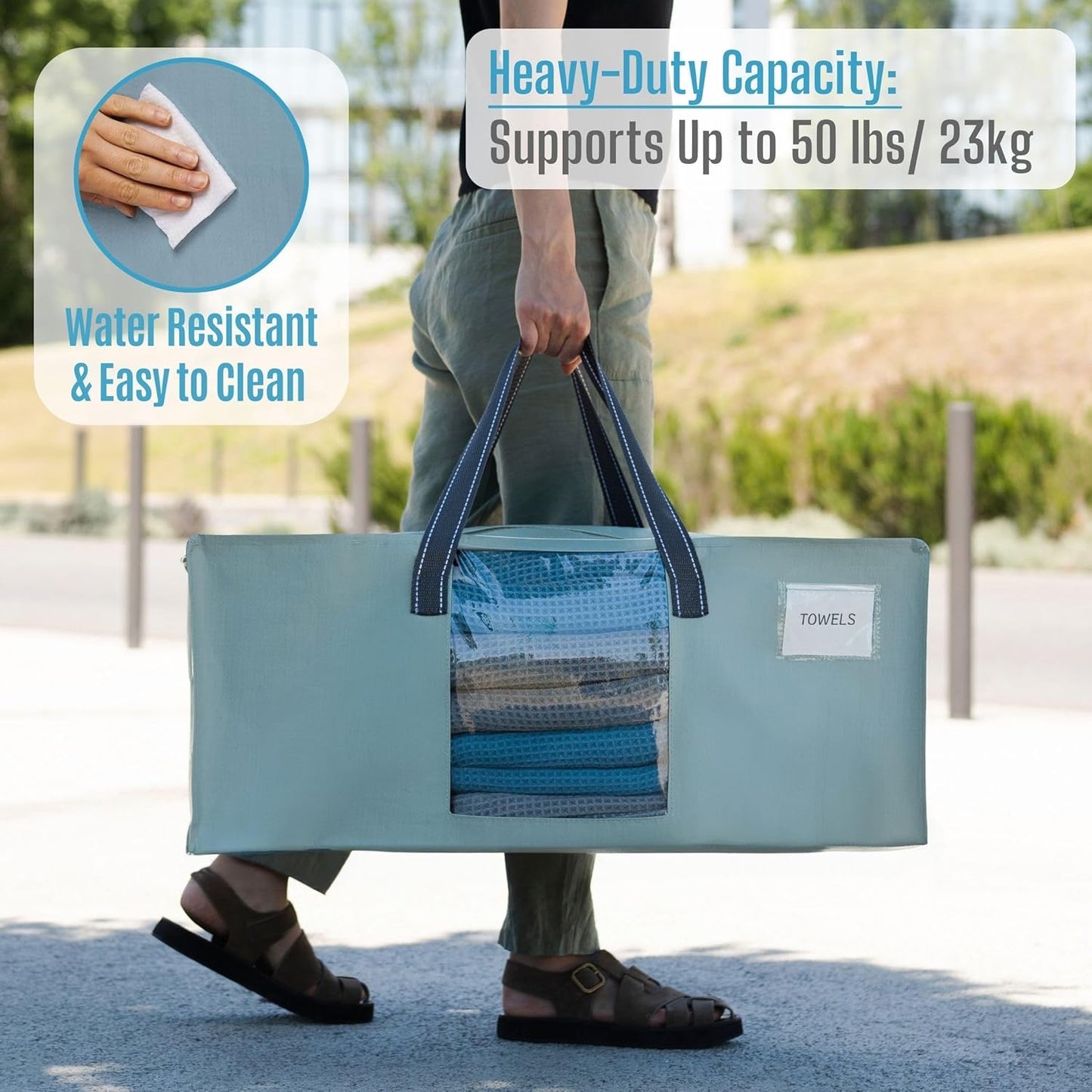 VENO 6 Pack Moving Bags for College, Heavy-Duty Storage Totes, Moving Boxes and Wardrobe Packing Supplies Alternative - Extra Large Durable Laundry Bags for Clothes (Light Blue Matte, 6 Pack)