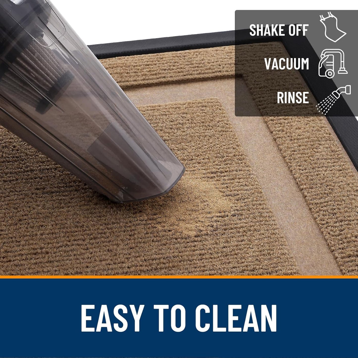 OLANLY Front Door Mat Indoor Outdoor Entrance, Waterproof All-Season, All-Weather Doormat, Sturdy Natural Rubber, Fade Resistant, Low Profile, Easy Clean Patio Porch Entryway Mat, 47x17, Light Brown