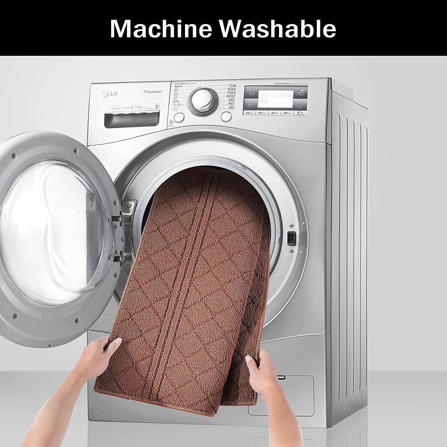 REFETONE Indoor Doormat, Front Back Door Mat 16"x24" Absorbent Rubber Backing Non Slip Door Mats, Low-Profile Resist Dirt Rugs, Machine Washable Door Rug Inside Floor Mat for Entryway, Chocolate