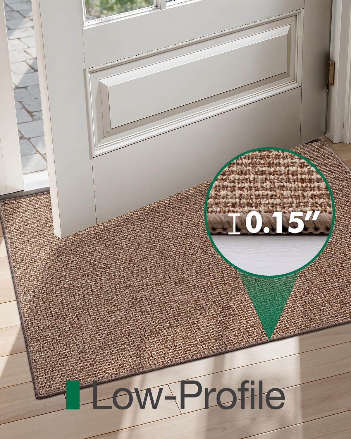 LUMI Indoor Door Mat 36"x59", Ultra Thin Low Profile Non-Slip Doormat for Home Entrance, Absorbent & Stain-Resistant Welcome Mats, Washable Entryway Mat for Front Door, Patio, Porch, Camel