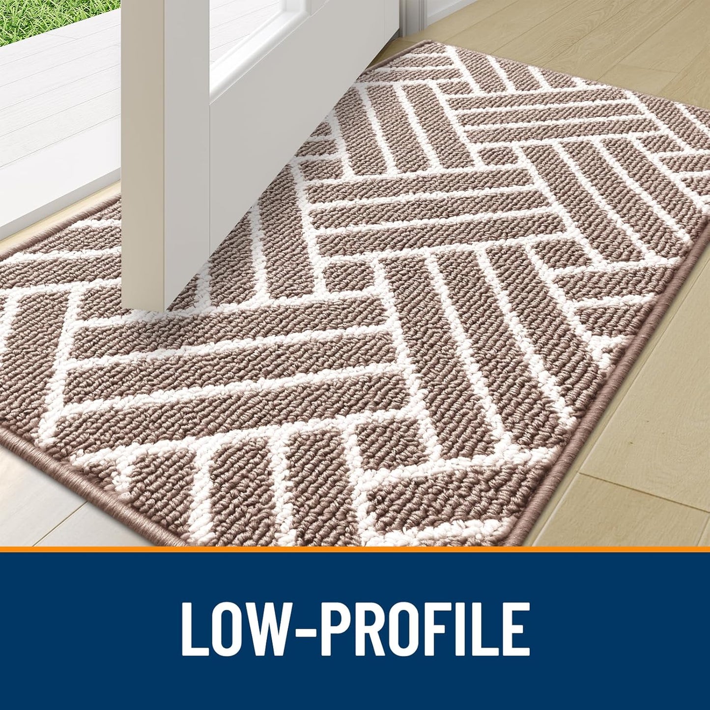 OLANLY Indoor Door Mat, 48x32 Inch, Dirt Resistant and Absorbent, Non-Slip Rubber Backing Floor Mats, Easy Clean Low-Profile Doormat for Entryway, Front Door, and Inside Entrance, Brown