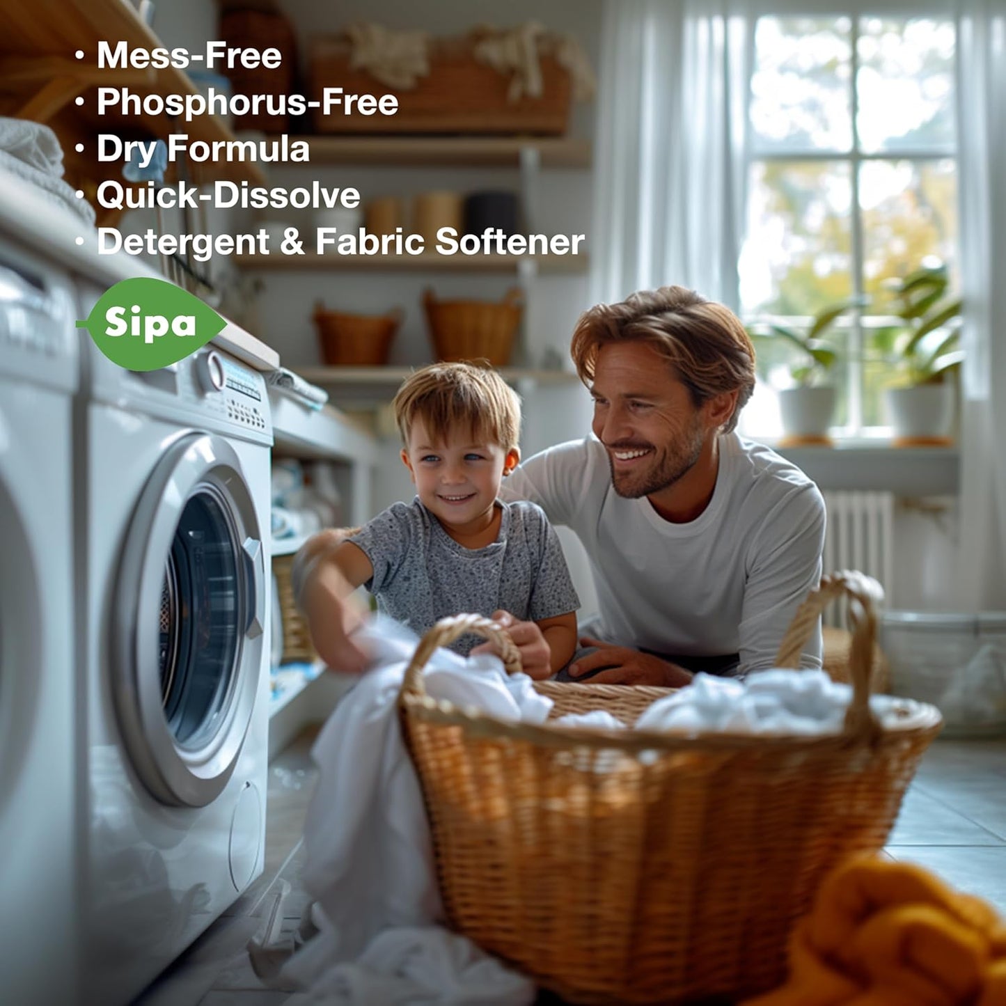 SIPA Laundry Detergent Sheets Bag - 30 Sheets, Up to 60 Loads, Lily of the Valley Scent, Phosphorus-Free, High Efficiency,Eco-Friendly (30 Count (Pack of 1))