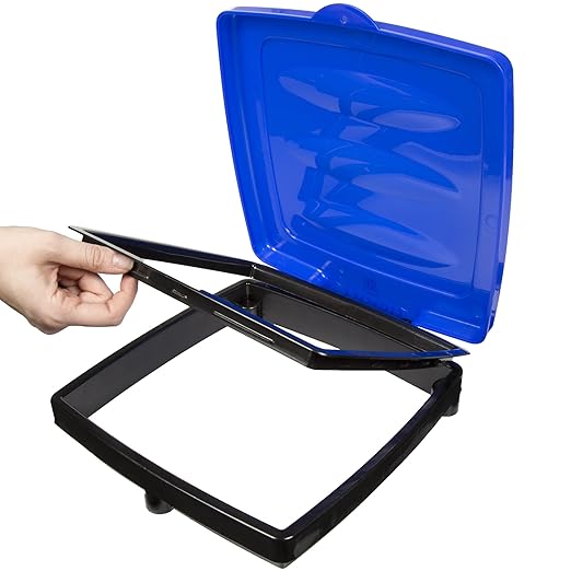 Wakeman Portable Trash Bag Holder - Collapsible Garbage Bin for Parties and Camping - 13-Gallon Plastic Can for Indoor and Outdoor Use (Blue/Black)