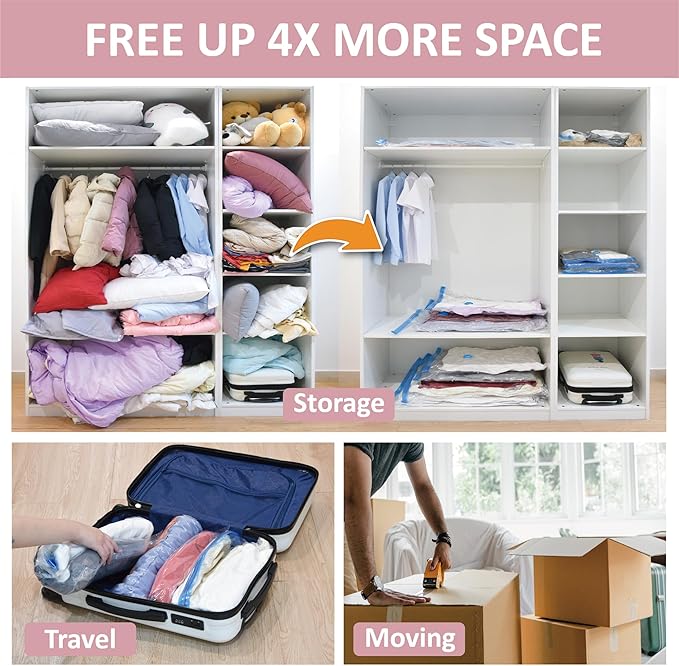 6 Pack XXL Jumbo Vacuum Storage Bags, Extra Large Vacuum Seal Bags for Comforters, Bedding, Blanket Storage, Giant Space Saver Bags for Huge Stuffed Toy (47.2x35 in)