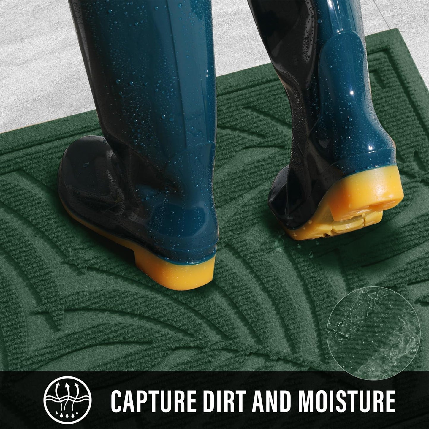 Front Door Mat, Absorbent Resist Dirt Welcome Door Mat Indoor Outdoor, Waterproof Doormat, Sturdy Non Slip Backing, Fade Resistant, Low Profile Entry Mat for Entryway, 36×24, Green